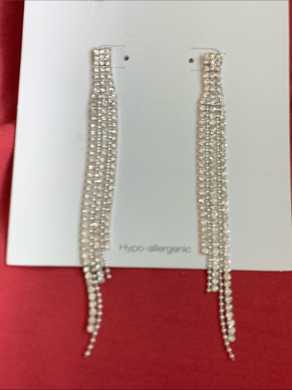 Time and Tru Silver Crystal Cascade Fringe Earrings